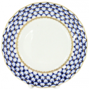 Lomonosov Imperial Porcelain Dessert Plate Cobalt Net Cake Tulip 7