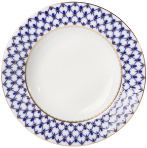 Lomonosov Imperial Porcelain Dinner Plate Cobalt Net European-2 Flat 7.9