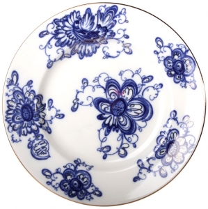 Lomonosov Imperial Porcelain Flat Dinner Plate Singing Garden 9.4 Lomonosov Imperial Porcelain Flat Dinner Plate Singing Garden 9.4