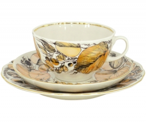 Lomonosov Imperial Porcelain Tea Set 3 pc Tulip My Garden 8.45 oz/250 ml