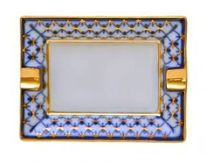 Lomonosov Imperial Porcelain Ashtray European Cobalt Net Lomonosov Imperial Porcelain Ashtray European Cobalt Net