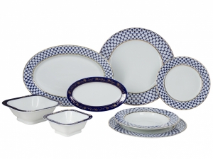 Porcelain Dinner Set European Cobalt Net 24 items Lomonosov Imperial Factory Porcelain Dinner Set European Cobalt Net 24 items Lomonosov Imperial Factory