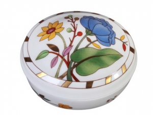 Lomonosov Imperial Porcelain Treasure Jewellery Oval Box Peony