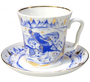 Lomonosov Imperial Porcelain Mug and Saucer TROIKA Leningradskii 12.2 fl.oz/360 ml Lomonosov Imperial Porcelain Mug and Saucer TROIKA Leningradskii 12.2 fl.oz/360 ml