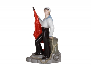 Sailor with Flag Figurine Lomonosov Porcelain Soviet Propaganda