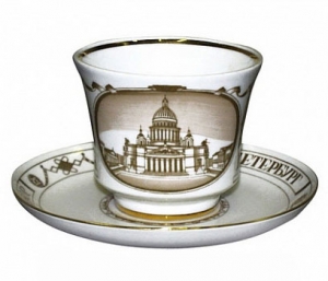 Lomonosov Imperial Porcelain Tea Cup Set St. Isaac's Cathedral 7.4 oz/220 ml