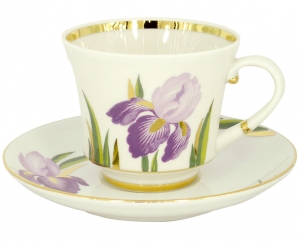 Lomonosov Imperial Porcelain Tea Set Cup and Saucer Banquet Iris 7.4 oz/220 ml