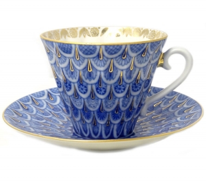 Imperial Lomonosov Porcelain Tea Set Cup and Saucer Forget me Not 2pc Imperial Lomonosov Porcelain Tea Set Cup and Saucer Forget me Not 2pc