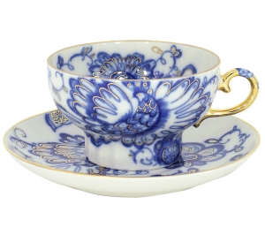 Imperial Lomonosov Tea Set Cup and Saucer Singing Garden 2pcs