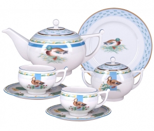 Lomonosov Imperial Porcelain Tea Set 20 items Ducks in Backwater