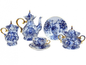 Lomonosov Imperial Porcelain Tea Set Singing Garden 6/22
