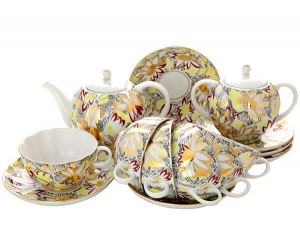 Lomonosov Imperial Porcelain Tea Set Tulip Golden Daisy 6/14 Lomonosov Imperial Porcelain Tea Set Tulip Golden Daisy 6/14