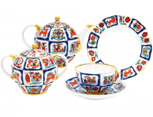 Lomonosov Imperial Porcelain Tea Set Tulip RUSSIAN LUBOK 6/20