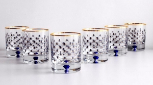 Imperial Porcelain Factory Whiskey Glass 8.5 fl.oz Set 6 pc Cobalt Net 