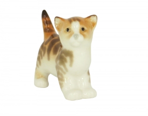 Kitten Cat Striped Red Lomonosov Imperial Porcelain Figurine