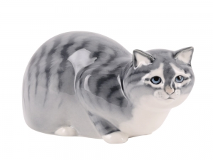 Hunting Cat Gray Lomonosov Imperial Porcelain Figurine