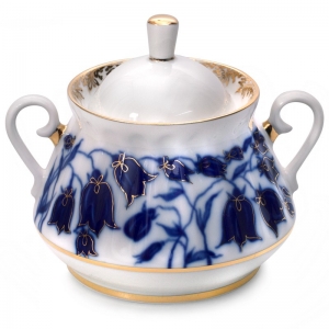 Lomonosov Imperial Porcelaine Sugar Bowl Blue Bells 10 oz/300 ml