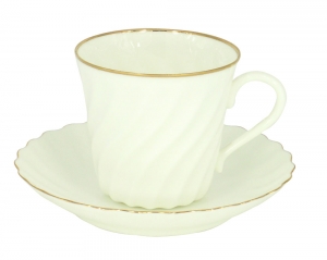 Lomonosov Imperial Bone China Twist Tea Cup and Saucer Golden Edge 5.24 fl.oz/155ml