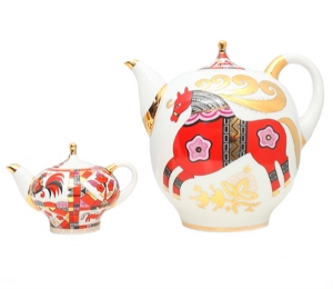 Lomonosov Imperial Porcelain 2 pc Teapot Set Red Horse 82.8 fl.oz + 8.5 fl.oz Lomonosov Imperial Porcelain 2 pc Teapot Set Red Horse 82.8 fl.oz + 8.5 fl.oz