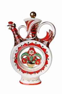 Lomonosov Imperial Porcelain Whiskey/Vodka Decanter Scarlet Flower 18.6 fl.oz/550 ml