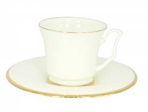 Imperial Porcelain Bone China Porcelain Tea Cup and Saucer Yulia Golden Ribbon 7 fl.oz/210 ml