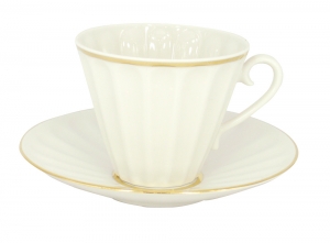 Imperial Lomonosov Porcelain Cup and Saucer Radiant Snow White 7.95 oz/235 ml