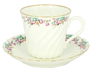 Lomonosov  Bone China Twist Tea Cup and Saucer Little Garden 5.24 fl.oz/155ml