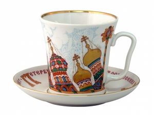  Porcelain Mug and Saucer Leningradskii Church of the Savior on the Spilled Blood 12.2 fl.oz/360 ml