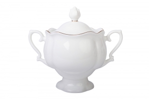 Lomonosov Imperial Porcelaine Sugar Bowl Natasha Golden Ribbon 10.4 oz/300 ml