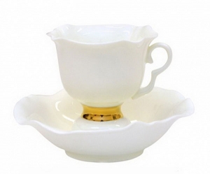 Lomonosov Exclussive Bone China Tea Set White Flower 2pc 6.8 oz/200 ml