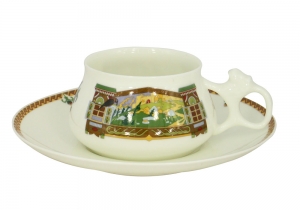 Lomonosov Porcelain Tea Cup Set 2 pc Bilibina Magical Landscape 6 oz/180 ml Lomonosov Porcelain Tea Cup Set 2 pc Bilibina Magical Landscape 6 oz/180 ml