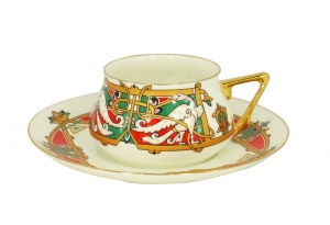 Lomonosov Porcelain Tea Cup Set 2 pc Bilibina Magic Birds 6 oz/180 ml Lomonosov Porcelain Tea Cup Set 2 pc Bilibina Magic Birds 6 oz/180 ml