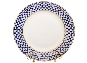 Lomonosov Porcelain Round Serving Platter Dish Cobalt Net 12.6