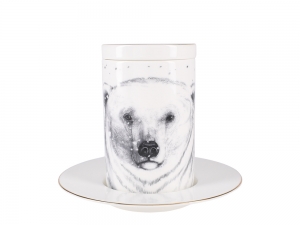 Lomonosov Porcelain Mug and Saucer Totem POLAR BEAR