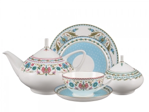 Lomonosov Porcelain Tea Set Oriental Ornament Dome 20 items for 6 persons Bone China
