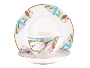 Lomonosov Porcelain Tea Cup Set 3pc Spring Aroma
