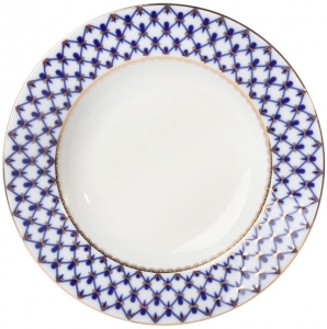 Lomonosov Porcelain Round Serving Platter Dish Cobalt Net 11.8