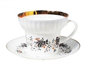Imperial Porcelain Porcelain Bone China Wave Tea Set Cup and Saucer Tiny Branches Imperial Porcelain Porcelain Bone China Wave Tea Set Cup and Saucer Tiny Branches