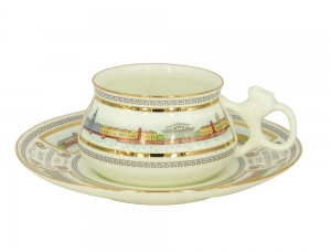 Lomonosov Porcelain Tea Cup Set 2 pc Bilibina Neva Embankment 6 oz/180 Lomonosov Porcelain Tea Cup Set 2 pc Bilibina Neva Embankment 6 oz/180
