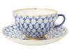 Lomonosov Imperial Porcelain Cobalt Net Tea Cup and Saucer Tulip 8.45 oz/250 ml