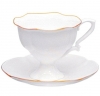 Lomonosov Imperial Porcelain Bone China Coffee Cup and Saucer Golden Ribbon