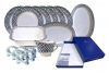 Lomonosov Porcelain Dinner Set Cobalt Net with Kitchen Linen