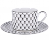 Lomonosov Imperial Porcelain Tea Set Cup and Saucer Solo Platinum