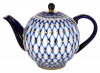 Lomonosov Imperial Porcelain Tea Pot Tulip Cobalt Net 3 Cups 20 oz/600 ml 