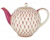 Lomonosov Imperial Porcelain Tea Pot Tulip Red Net 3 Cups 20 oz/600 ml