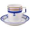 Lomonosov Imperial Porcelain Tea Set Cup and Saucer Yacht White Sea Wave v.2 