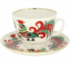 Lomonosov Imperial Porcelain Tea Set Cup and Saucer Two Roosters