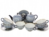 Lomonosov Imperial Porcelain Tulip Cobalt Net Tea Set 6/16