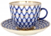 Lomonosov Porcelain Porcelain Tulip Coffee Cup and Saucer Cobalt Net 4.7 oz/140 ml