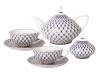 Lomonosov Porcelain Bone China Dome Cobalt Net Tea Set Service 14 items